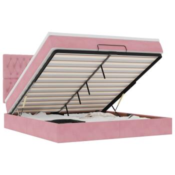 Ottoman-Bett mit Matratzen & LEDs Rosa 160x200 cm Samt