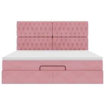 Ottoman-Bett mit Matratzen & LEDs Rosa 160x200 cm Samt