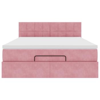 Ottoman-Bett mit Matratze Rosa 140x200 cm Samt