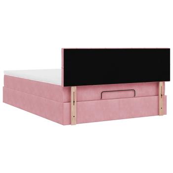Ottoman-Bett mit Matratze & LEDs Rosa 140x200 cm Samt