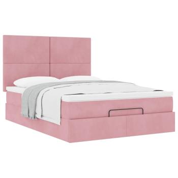 Ottoman-Bett mit Matratzen Rosa 140x200 cm Samt