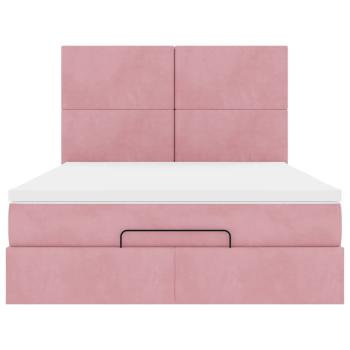 Ottoman-Bett mit Matratzen Rosa 140x200 cm Samt