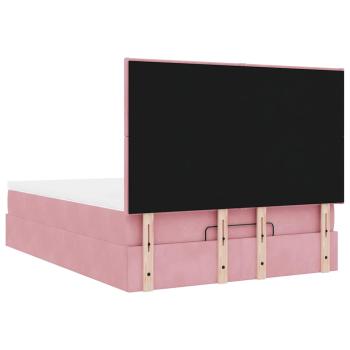 Ottoman-Bett mit Matratzen Rosa 140x200 cm Samt