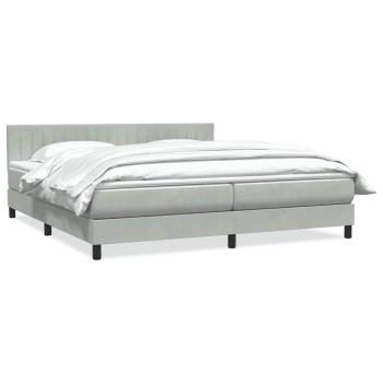 ARDEBO.de - Boxspringbett mit Matratze Hellgrau 180x220 cm Samt