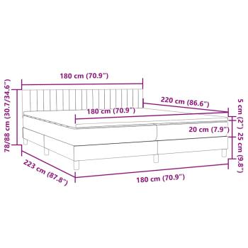 Boxspringbett mit Matratze Hellgrau 180x220 cm Samt