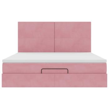 Ottoman-Bett mit Matratzen & LEDs Rosa 160x200 cm Samt