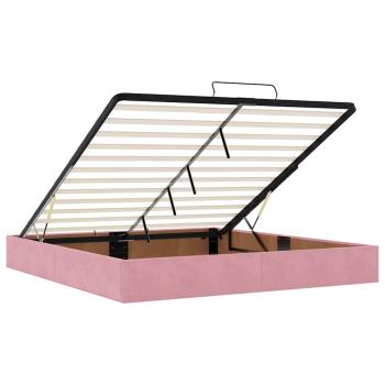 Ottoman-Bett mit Matratzen & LEDs Rosa 160x200 cm Samt