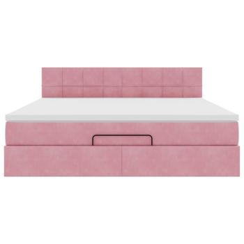Ottoman-Bett mit Matratze & LEDs Rosa 160x200 cm Samt