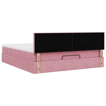 Ottoman-Bett mit Matratze & LEDs Rosa 160x200 cm Samt