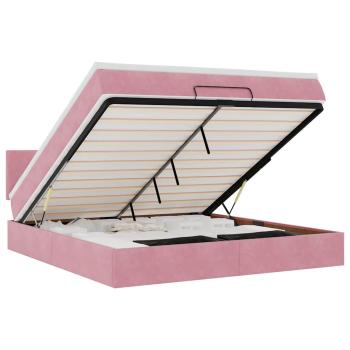Ottoman-Bett mit Matratze & LEDs Rosa 160x200 cm Samt