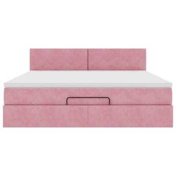 Ottoman-Bett mit Matratze & LEDs Rosa 160x200 cm Samt