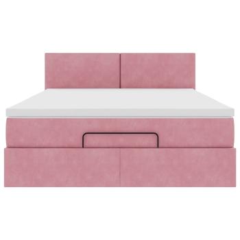 Ottoman-Bett mit Matratze & LEDs Rosa 140x200 cm Samt