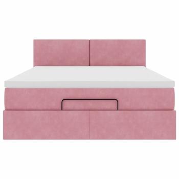 Ottoman-Bett mit Matratze Rosa 140x200 cm Samt