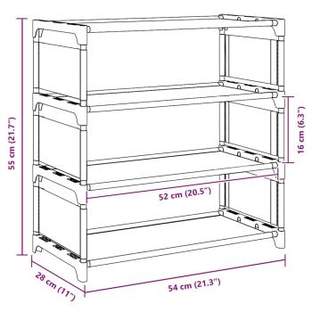 Schuhregal 4 Ebenen Grau 54x28x55 cm Vliesstoff