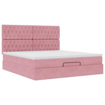 Ottoman-Bett mit Matratzen Rosa 160x200 cm Samt