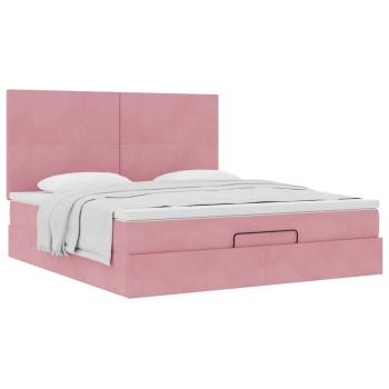 Ottoman-Bett mit Matratzen Rosa 160x200 cm Samt