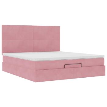 Ottoman-Bett mit Matratzen Rosa 160x200 cm Samt