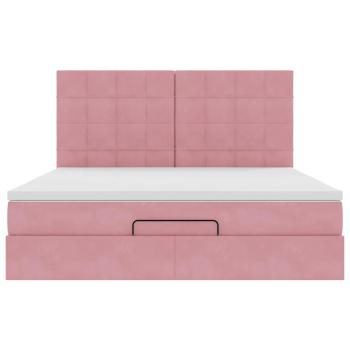 Ottoman-Bett mit Matratzen & LEDs Rosa 160x200 cm Samt
