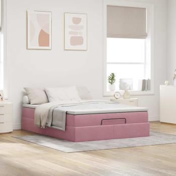 Ottoman-Bett mit Matratze Rosa 140x200 cm Samt