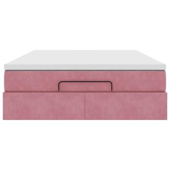 Ottoman-Bett mit Matratze Rosa 140x200 cm Samt