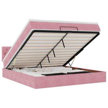 Ottoman-Bett mit Matratze & LEDs Rosa 160x200 cm Samt