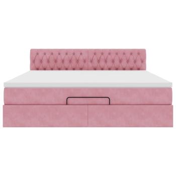 Ottoman-Bett mit Matratze & LEDs Rosa 160x200 cm Samt