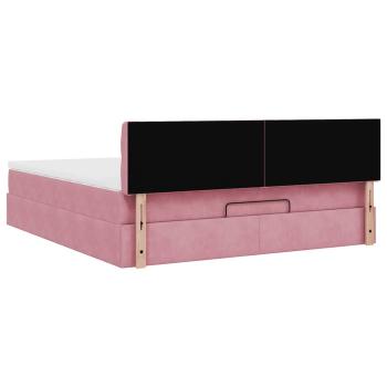 Ottoman-Bett mit Matratze & LEDs Rosa 160x200 cm Samt