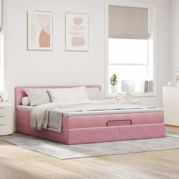 Ottoman-Bett mit Matratze Rosa 160x200 cm Samt