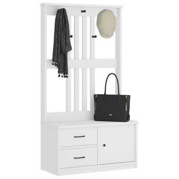 ARDEBO.de - Garderobenständer SANDENS Weiß 87x40x159,5cm Massivholz Kiefer