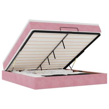 Ottoman-Bett mit Matratze Rosa 160x200 cm Samt