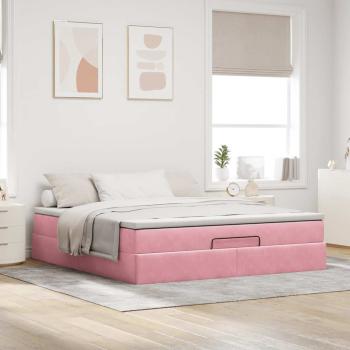 Ottoman-Bett mit Matratze Rosa 160x200 cm Samt