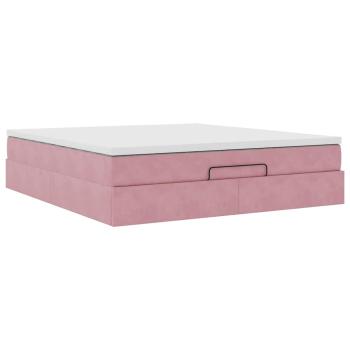 Ottoman-Bett mit Matratze Rosa 160x200 cm Samt