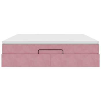 Ottoman-Bett mit Matratze Rosa 160x200 cm Samt
