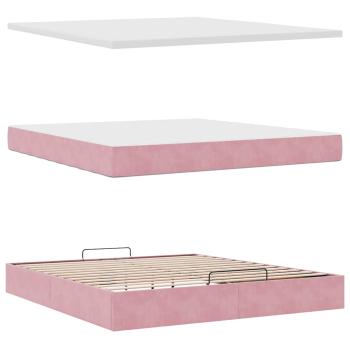 Ottoman-Bett mit Matratze Rosa 160x200 cm Samt