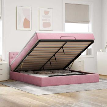 ARDEBO.de - Ottoman-Bett mit Matratze Rosa 160x200 cm Samt
