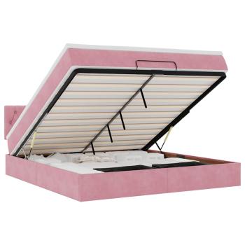 Ottoman-Bett mit Matratze Rosa 160x200 cm Samt