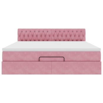 Ottoman-Bett mit Matratze Rosa 160x200 cm Samt