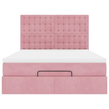 Ottoman-Bett mit Matratzen Rosa 140x200 cm Samt