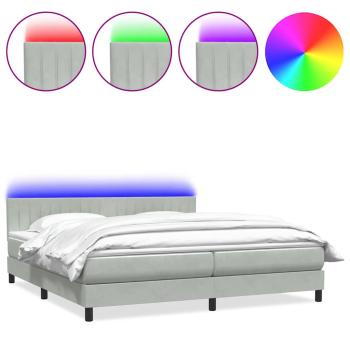 ARDEBO.de - Boxspringbett mit Matratze Hellgrau 180x220 cm Samt