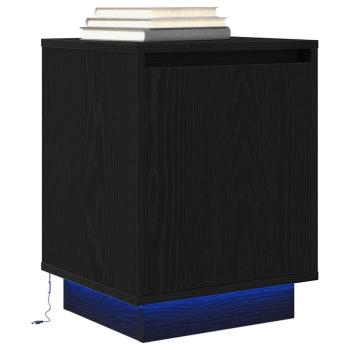 ARDEBO.de - Nachttisch mit LED-Leuchten Schwarz 38x34x50 cm