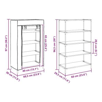 Schuhschrank Grau 60,5x30x97 cm Vliesstoff