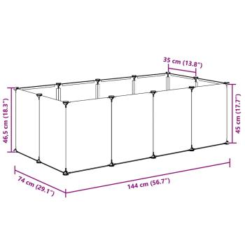 Kleintierkäfig Schwarz 144x74x46,5 cm PP und Stahl