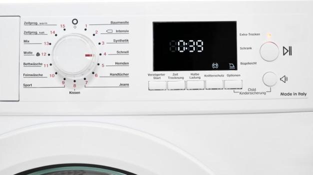 Exquisit TWP903-410 EEK: D 9kg Wärmepumpentrockner, 59,5 cm breit, 15 Programme, Knitterschutz, Restlaufzeitanzeige, Kindersicherung, Innenbeleuchtung, weiß