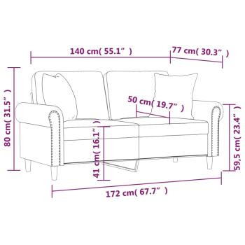 2-Sitzer-Sofa mit Zierkissen Grau 140 cm Kunstleder