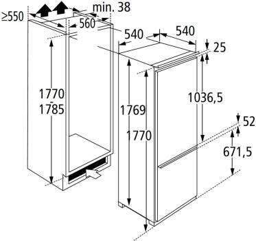 PKM KG250.4EEB Einbau Kühl-Gefrierkombination, 54 cm breit, 249L, Schlepptürtechnik, LED Beleuchtung