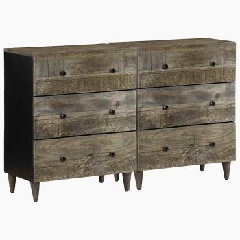 ARDEBO.de - Sideboards 2 Stk. Hellgrau 60x33,5x75 cm Massivholz Mango