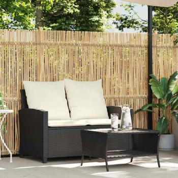 ARDEBO.de - Gartensofa 2-Sitzer mit Kissen & Tisch Schwarz Poly Rattan