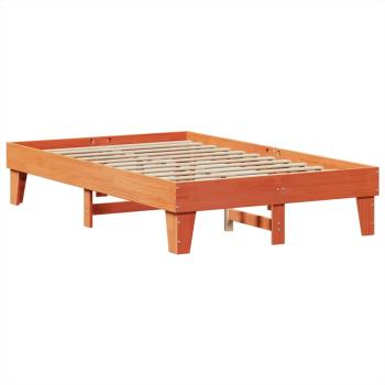 Massivholzbett mit Regal ohne Matratze Wachsbraun 120x200 cm