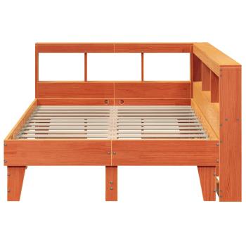 Massivholzbett mit Regal ohne Matratze Wachsbraun 120x200 cm