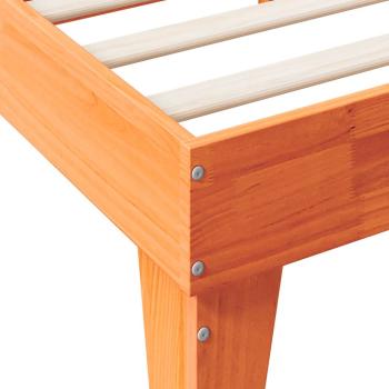 Massivholzbett mit Regal ohne Matratze Wachsbraun 120x200 cm